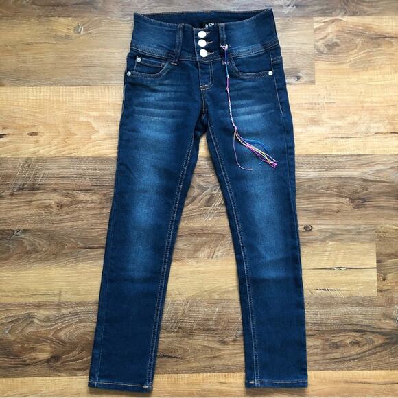 DKNY Girls’ Denim Jeans Distressed Snaps Stretchy Size 8 - Picture 1 of 5